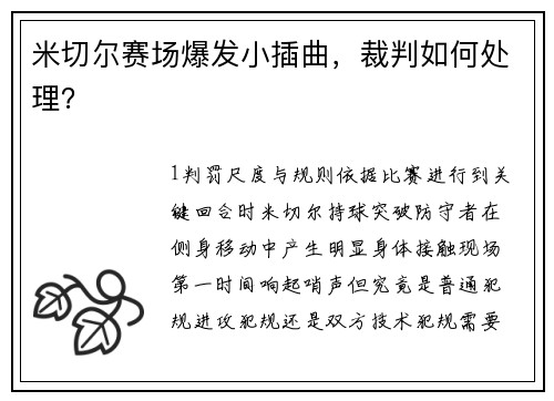 米切尔赛场爆发小插曲，裁判如何处理？