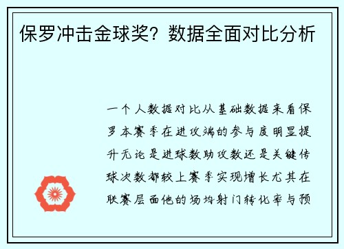 保罗冲击金球奖？数据全面对比分析
